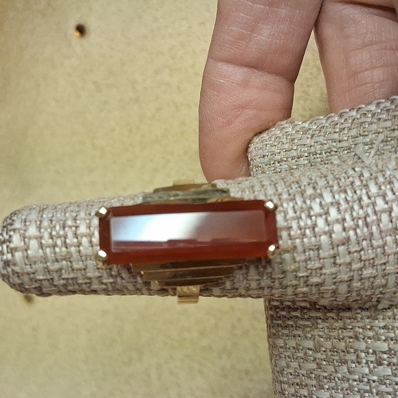 💛🧡14k Gold Ladies Ring With Large Genuine Carnelian Center StoneSize 8 NWOT